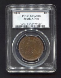 1898 Kruger Penny Ms63bn Pcgs Graded Ms 63 Bn - Zuid Afrikaansche Republiek - Rare - Rainbow Toning