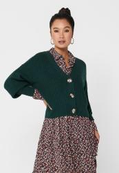 Jacqueline De Yong Justy Long Sleeve Short Cardigan Knit - Ponderosa Pine