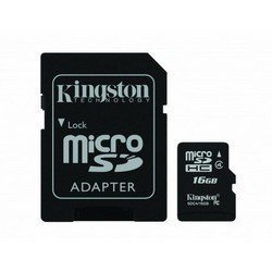 16GB Microsdhc Class 4 Flash Card + Sd Adapter