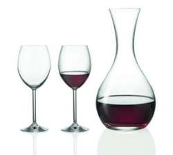 Carafe & Red Wine Glasses Set: 1L Decanter Jug & 2X Glasses: 3PCS