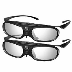 Elikliv 3D Glasses Active Shutter Dlp Link Clip On Compatible With Optoma Benq Sharp Acer Samsung Projector Pack 2