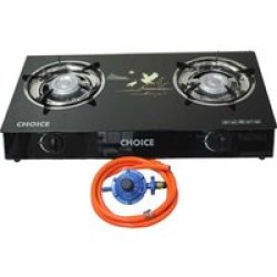 811-F59 Gas Stove With Auto-ignition Burners And Pipe And Regulator Black