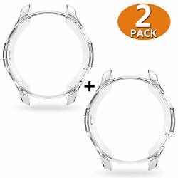 Hankn 2-PACK For Samsung Galaxy Watch Case 46MM Clear Soft Tpu Shock-proof Bumper Protector Shell Transparent Cover For Gear S3 Frontier SM-R760 S3