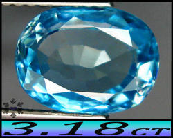 3.18ct Calibrated Ice Blue Zircon Si - Cambodian Unheated Brilliant Eye Clean Oval
