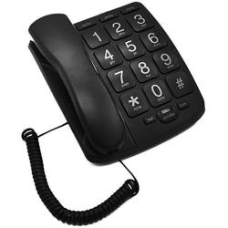 Leeker LK-P02B Big Button Corded Telephone For Elderly Perfect For Low Vision Aids With Handsfree Speakerphone Black