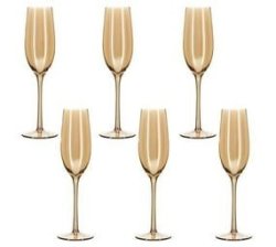 Premium Classic Champagne Flutes Crystal Clear Sparkling Glass - Set Of 6 - Rose Gold - 6