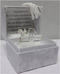 Footprints - Hand Blown Cross With Dove Gilded Gift Box
