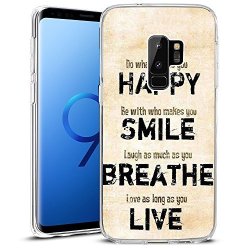 For Samsung Galaxy S9 Plus Case Cover For Samsung Galaxy S9 Plus 2018 Release Tpu Non-slip High Definition Printing Inspirational Life Quotes - Happy-smile-breathe-live