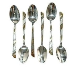 Dinner Spoons 6 Pieces Stainless Steel 20CM Spoons Dessert Spoons Table Spoon Soup Spoons Easy To Clean Dishwasher Safe DESIGN-2