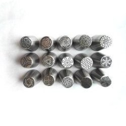 Honana 15PCS Set Stainless Steel Russian Flower Piping Nozzles Kitchen Cake Converter Pastry Decor