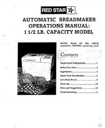 Red Star Bread Machine Maker Instruction Manual & Recipes