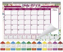Sicohome Desk Calendar -16"X11"-ACADEMIC Planner 2019-2020-WATERCOLOR Botanica Designs