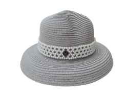 Temperament Pearl Straw Female Cloche Summer Beach Hat