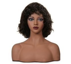 Wig Cosplay 12" Deep Curly Fringe Wig 100 Unprocessed Human Hair
