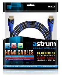 Astrum A31502-B HDMI Cable 2.0M 1.4V Gold Plated 3D Supported