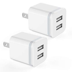 Deals on USB Wall Charger Luoatip 2-PACK 2.1A 5V Dual Port ...
