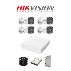 Hikvision 4 Channel System With 2MP Audio Cameras - Full House - Upgrade To 8CH Dvr & Psu With 4 Cameras - 4 Junction Boxes - 1TB Hdd
