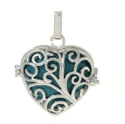 Mexican Bola Pendant - Pregnancy Heart Shaped Harmony Ball Chime Pendant And Angel Call Chime
