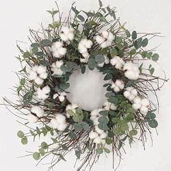 Idyllic Round Wreath For Front Door 20 Cotton Garland Wreath With Round Leaf Vintage Wreath Farmhouse Decor Indoor