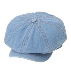 Withmoons Denim Cotton Newsboy Hat Baker Boy Beret Flat Cap KR3613 Darkblue