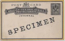 Nyasaland 1880 Bca Arms 1d Card Overprinted Specimen Very Fine And Scarce