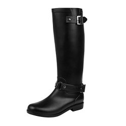 Women's Tall Rain Boots Zipper Adjustable Wellies Wellington Booties B40