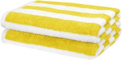 Amazonbasics Cotton Beach Towel 30" X 60" - Cabana Stripe Yellow Pack Of 2