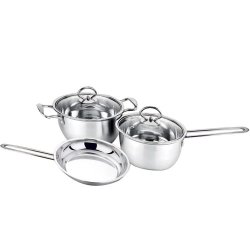 Stainless Steel Cookware Set With Glass Lids Set Of 3