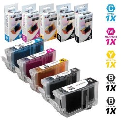 Ld Compatible Canon PGI5 CLI8 Set Of 5 Ink Cartridges Pigment Black Black Cyan Magenta Yellow For Use In IP4200 IP4300 IP4500 IP5200