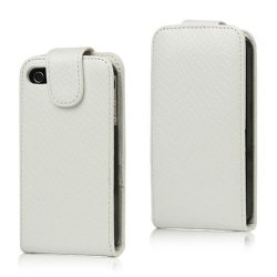 Xaiox Apple Iphone 4 4S Textured Leather Magnetic Flip Case White