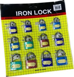 Colourful Iron Padlock Sizes 32 38 50MM - Set Of 12