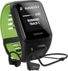 TomTom Runner 3 Cardio+music Fitness Watch With Headphones Largeblack & Green