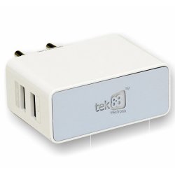 TEK88 Rapid-charge 2-PORT Wall Charger White