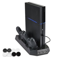 Playstation 4 Vertical Stand Dual Micro Usb Charging Station With Cooling Fans