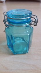 Small Turquoise Glass Jar