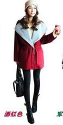 H.coosy New New Korean Fashion Winter Parka Lady Loose Woolen Coat Women Hoodie Cardigan Casual Coat Wine Red XXL