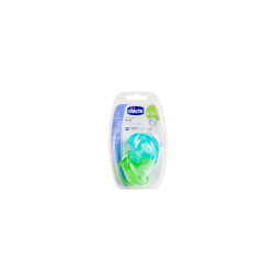 Chicco Soother Physio Soft Boy Silicone: 6-12MONTHS 2PC Blue Or Green & Clear