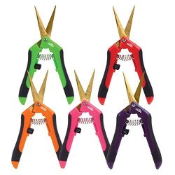 5 Pack Straight Blade 5 Different Colors Red Pink Purple Green And Orange Trimsmart TS001 Precision Pruner Hydroponic Garden Precision Titanium Curved Or Straight