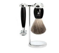 Shaving Set Vivo 3 Piece Pure Badger Brush W Safety Razor - Black