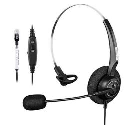 Arama Corded Telephone Headset Mono With Noise-canceling MIC And Volume Mute Control For Plantronics Allworx Altigen Avaya Aastra Adtran Alcatel Lucent Comdial Digium Gigaset