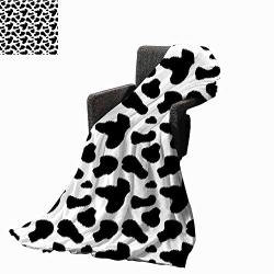 Vanfan-home Cow Print Swaddle Blanket Cow Hide Pattern With Black Spots Farm Life With Cattle Camouflage Animal Skin Lightweight Extra Soft Skin Fabric Not