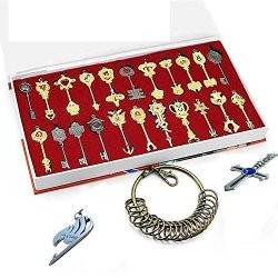 Xcoser Fairy Tail Key Blade 22PCS Keychain Necklace Pendant Cosplay Collection Set 2017