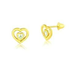 Teens and Women Children 5 mm Carol Jewelry 18k Solid Yellow Gold Synthetic White Cubic Zircon Push Backs Stud Earrings for Girls