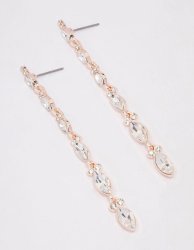 Rose Gold Pear Cupchain Drop Earrings