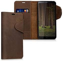Genuine Leather Kalibri Wallet Case For LG G6 Case With Pocket And Stand In Brown