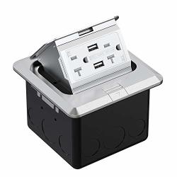 Black Pop-Up Floor Box with Dual Type A 3.6 USB Charger Leviton PFUS2-MB 20 Amp Outlet 