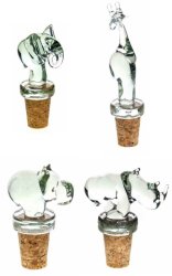 Ngwenya Glass Set Of 4 Animal Stoppers - Handmade