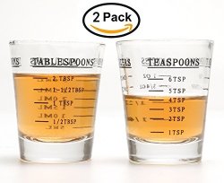 2 Pack Shot Glasses Measuring Cup Espresso Heavy Wine Black Red oz TSP TBS ml
