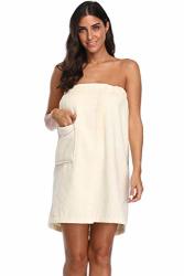 The Bund Women's Spa Towel Wrap 100% Cotton Shower Bath Body Wrap With Pocket Cream