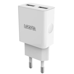 Loopd 2 Port 3.0A Wall Charger White